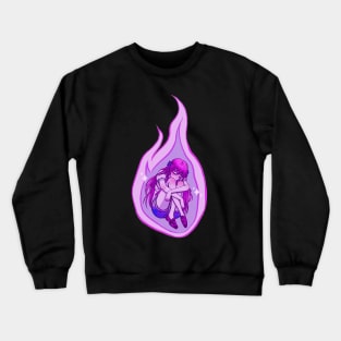 Anime Girl, Flame, Digital Painting Crewneck Sweatshirt